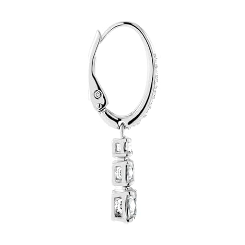 Swarovski Stilla Attract Trilogy Drop Pierced Earrings with White Crystals on a Rhodium Plated Setting with Hinged Closure