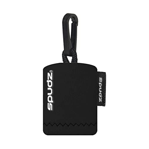 SPUDZ Classic Microfiber Lens Cleaner – Clip-On Pouch, Washable – for Binoculars, Scopes, Glasses, Screens | Black, 6 x 6 Inch