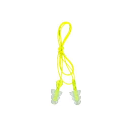 Peltor Sport Tri-Flange Corded Reusable Earplugs, 3 Pair, Noise Reduction Rating (NRR) 26 dB, Comfortable Fit, Ideal For Range, Shooting & Hunting, Washable and Corded, Neon Yellow (97317-10C)