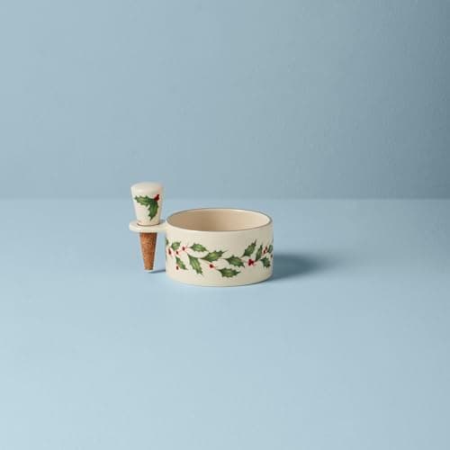 Lenox 870006 Hosting The Holidays Wine Coaster & Stopper Set, Christmas Theme