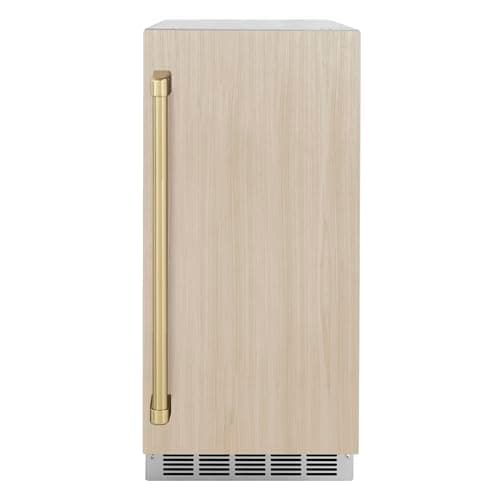 ZLINE Autograph Edition 15 in. Touchstone Clear Cube Ice Maker with Drain Pump and Panel Ready Door with Champagne Bronze Handle (ICCDPZ-15-CB)