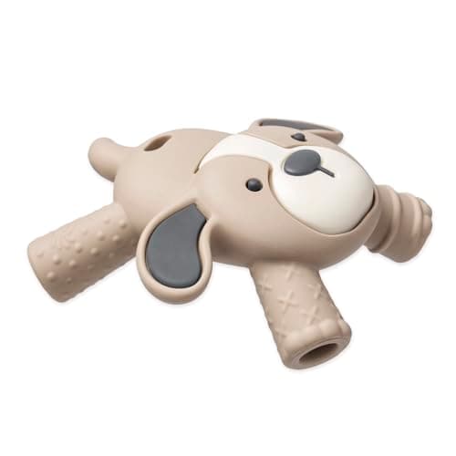 Itzy Ritzy - Ritzy Teether for Molars - Massages Sore Gums & Reaches Back Molars - Silicone Baby Teething Toy with Multiple Textures & Flexible Design - Teething Relief for 3 Months & Up (Puppy)