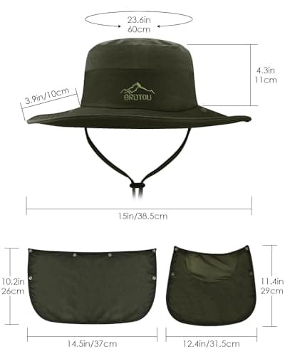 BROTOU Sun Cap Fishing Hats, UPF 50+ Wide Brim Outdoor Protection Hat, Sun Hat with Face & Neck Flap Cover for Men and Women