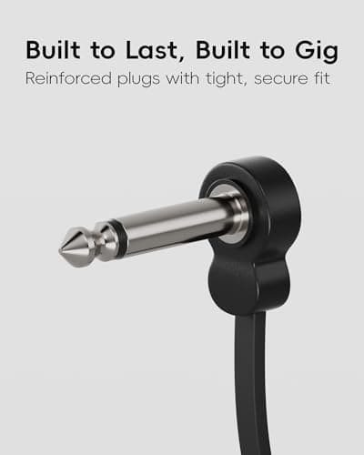 voltrish 3 Pack Guitar Patch Cables, Premium 5 Inch Right-Angle 1/4" TS Pedal Board Cable, Oxygen-Free Copper & Dual Shielding for Ultra Low Noise, Space Saving Flat Design Guitar Pedal Accessories