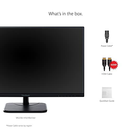 ViewSonic VA2256-MHD 22 Inch 1080p Monitor, IPS Display with FreeSync for Smooth Home and Office Viewing, HDMI, DisplayPort, and VGA Inputs