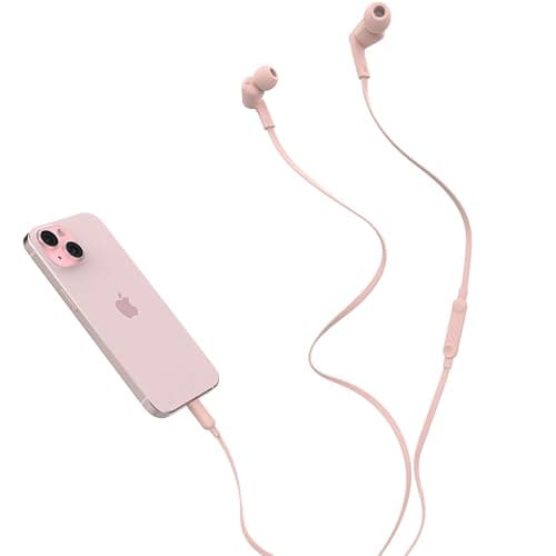 Belkin SoundForm USB-C Wired Earbuds, In-Ear Wired Earphones with Microphone - Wired Earbuds for iPhone 16/15, iPad Mini, Galaxy S24, Android & More - Pink
