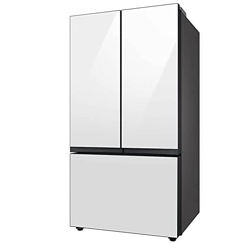 Samsung 30 cu. ft. Bespoke 3-Door French Door Refrigerator with AutoFill Water Pitcher and Dual Ice Maker, White Glass, RF30BB620012AA