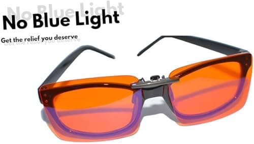Vyzia Clip On Blue Light Blocking Glasses For Sleep | Fits Over Prescription Glasses, Orange Lenses Help Reduce Computer Eye Strain and Induce Sleep