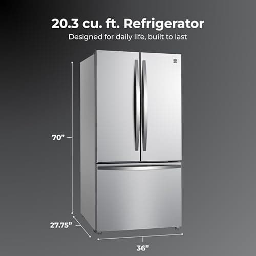 Kenmore 36" French Door Refrigerator with Freezer - Accela Chill, Adjustable Shelving, Humidity Controlled Crispers, ENERGY STAR Certified, 20.3 cu. ft. Capacity, Fingerprint Resistant Stainless Steel