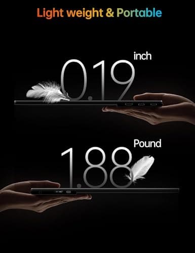 VILVA Portable-Monitor-for-Laptop - 15.6'' 1080P FHD IPS Display USB-C HDMI Portable Monitor for Laptop with Cover and Speakers External Monitor for Laptop/PC/Mac/Phone/Xbox Switch/PS4/