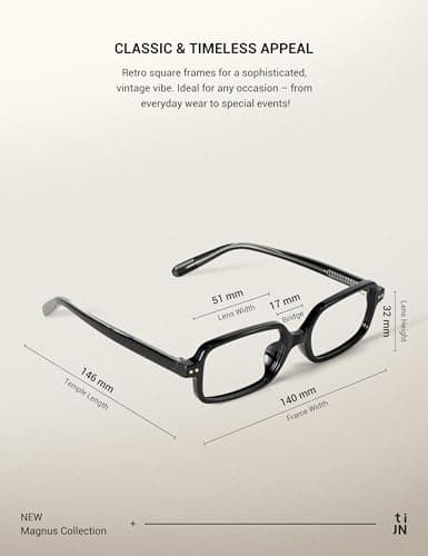 TIJN Magnus Blue Light Blocking Glasses for Women Men,Square Cat Eye Frame Bluelight Glasses for Gaming/Computer/Screen