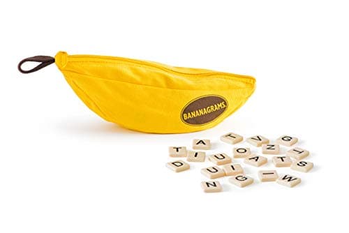 Bananagrams Classic Word Game – Fast-Paced Spelling & Anagram, Family & Travel Game , 144 Letter Tiles in Portable Banana Pouch, 1–8 Players, Educational Wordplay Fun for Ages 7+