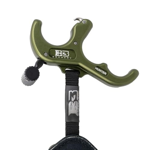 B3 ARCHERY Exit Hunter Archery Compound Bow Hunting Equipment 3-Finger Stainless Steel Easy Attach Lock-and-Load Release Aid with Wrist Strap