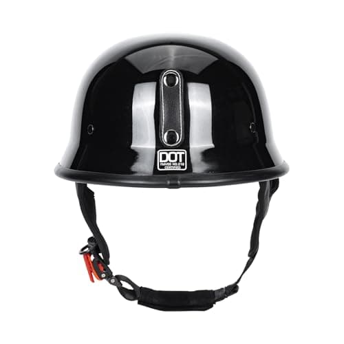 DOT Certified German Style Motorcycle Half Helmet, Vintage ABS Lightweight Helmet for Adults, Retro Half Face Helmet for Cruiser Scooter Chopper