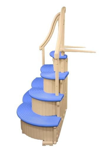 Confer Plastics Curve CCX-AG Drop in Above Ground Pool Step with Blue Treads - Base Step with Add-On