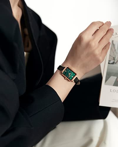 Lola Rose Dainty Women's Wrist Watch: Green Malachite Dial, Wrapped by Stylish Gift Box, Elegant Present for Ladies and Loved Ones