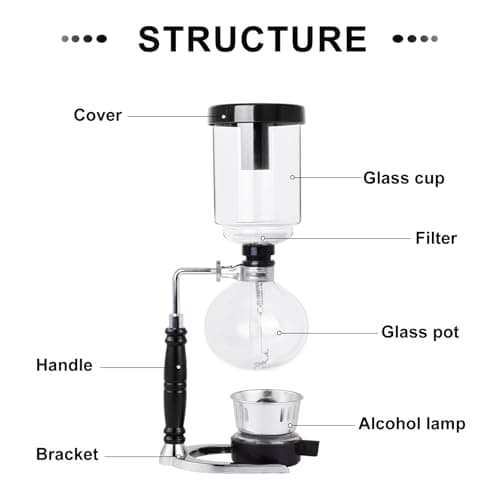 YUCHENGTECH Siphon Syphon Coffee Maker Tabletop Glass Siphon Pot Glass Technica Siphon Vacuum Coffee Maker(5 Cups(600ml))