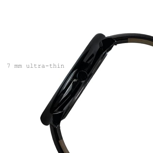 FIZILI Mens Watches Ultra-Thin Minimalist Waterproof-Fashion Wrist Watch for Men Unisex Dress with Leather Band