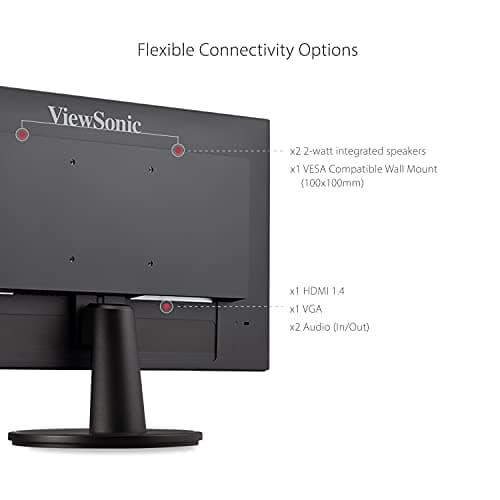ViewSonic VA2247-MH 22 Inch 1080p Monitor, 100Hz Refresh Rate with FreeSync for Smooth Workflows, Ultra-Thin Bezels, HDMI, and VGA Inputs