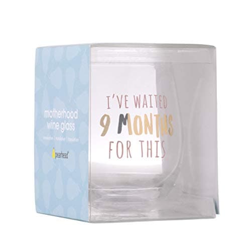 Pearhead I’ve Waited 9 Months For This Stemless Wine Glass, Perfect for Mother’s Day, Ideal Gift for Baby Shower, Post Pregnancy, New and Expecting Moms, Pink and Gold, 16 Oz