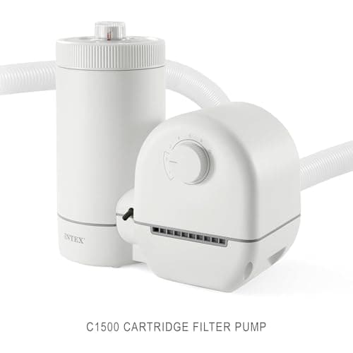INTEX C1500 Cartridge Filter Pump for AGP: 1500 GPH Pump Flow Rate - Cartridge Gauge Indicator - HydroAeration Technology - Includes Type A Filter Cartridge - Turnover Rate/System Flow 1180 GPH
