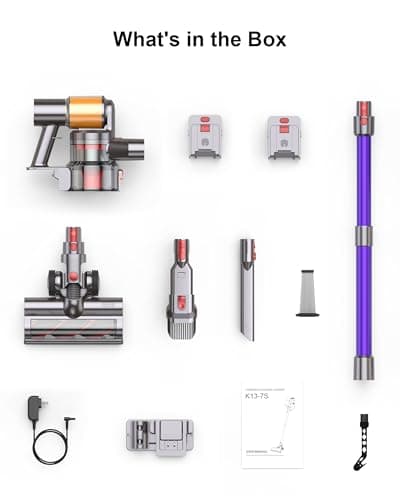 Cordless Vacuum Cleaner, 2 Batteries 120 Mins Runtime, 600W 50KPA Stick Vacuum with Self-Standing, Tangle-Free Brush, LED Display, Vacuum Cleaner for Home Hardwood Floor, Carpet, Pet Hair