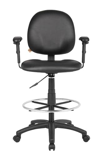 Boss Office Products B1691-CS Stand Up Caressoft Drafting Stool with Adjustable Arms in Black, Vinyl