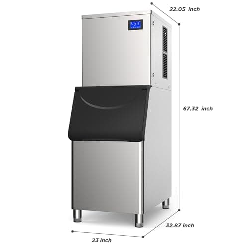 Commercial Ice Maker Machine 432 Lbs/24H with 400LBS Large Storage Bin Ice Ready in Air Cooled Clear Cube Ice for Bar Business Cafe ETL NSF(432 Lbs/24H)