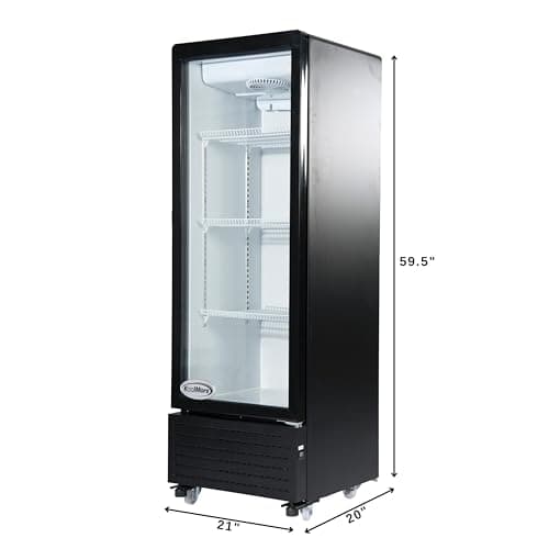 KoolMore 21 in. One Glass Door Commercial Display Merchandiser Refrigerator Cooler in Black, ETL Listed, 8 cu. ft. (KM-MDR-1GD-8C)
