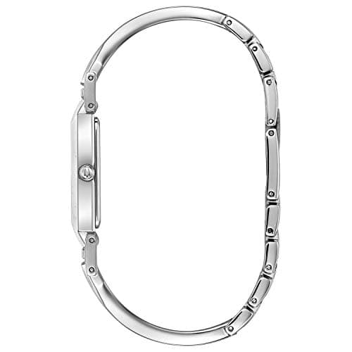 Bulova Ladies' Classic Diamond Dial Quartz Stainless Steel Watch, Rectangle, Mother-of-Pearl