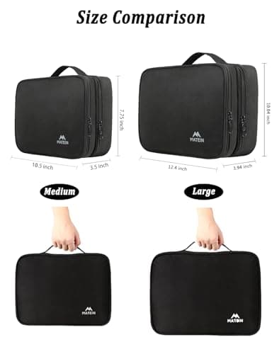 MATEIN Electronics Organizer Travel Case, Water Resistant Cable Organizer Bag for Travel Essentials, Gifts for Men, Storage Bag for Camera Accessories, Phone, Cord & Tablet, Black