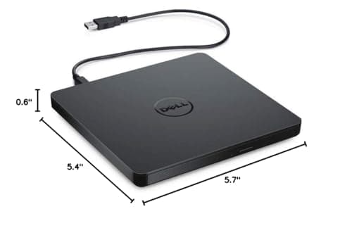 Dell USB Slim DVD +/- RW Drive DW316 - Plug and Play, 8 Watt Power Consumption, Windows 11 or below - Black