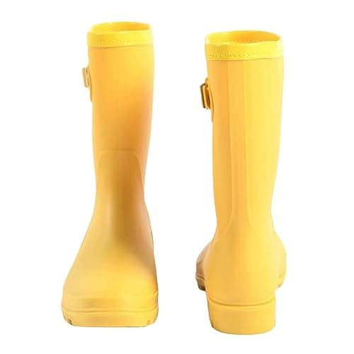 Fubotao Women's Mid Calf Rain Boots Waterproof Fashion Garden Shoes Anti-slipping Rainboots For Women Comfortable Insole Light Rain Shoes