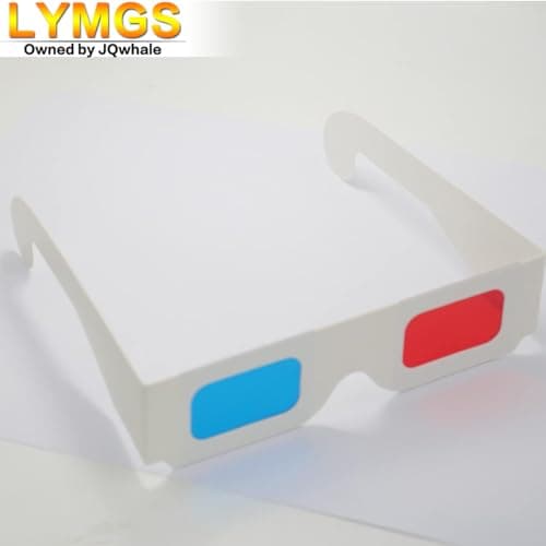 10 Pairs 3D Paper Glasses, Red and Cyan Lens in White Frame Anaglyph Cardboard for Movies - Folded in Protective Sleeve