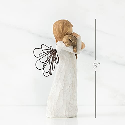 Willow Tree Angel of Friendship, for Those who Share The Spirit of Friendship, Angel Carrying Dog as Reminder of Loyal Pets and Friends, Present and Past, Sculpted Hand-Painted Figure