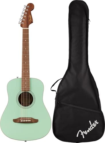 Fender California Standard Redondo Mini Acoustic Guitar - Surf Green Bundle with Gig Bag, Tuner, Strap, Strings, Picks, and Austin Bazaar Instructional DVD