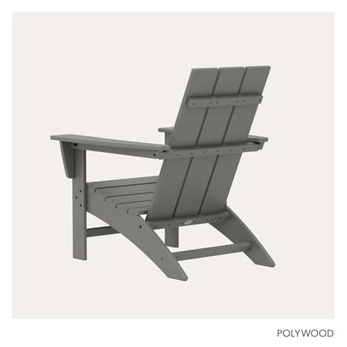 Polywood Modern Adirondack Chair – All-Weather Outdoor Lawn Adirondack Chairs – HDPE, Fade-Resistant & Durable Outdoor Furniture – For Patio, Deck & Fire Pit Chairs – Grey