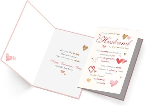 OJsensai Valentine’s Day Card for Wondful Husband, Valentines Decorations Gifts Ideas from Wife