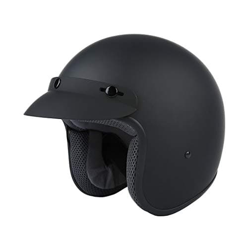 TCMT Adult Motorcycle 3/4 Open Face Helmet With Visor Cafe Racer Cruiser DOT Approved Size L