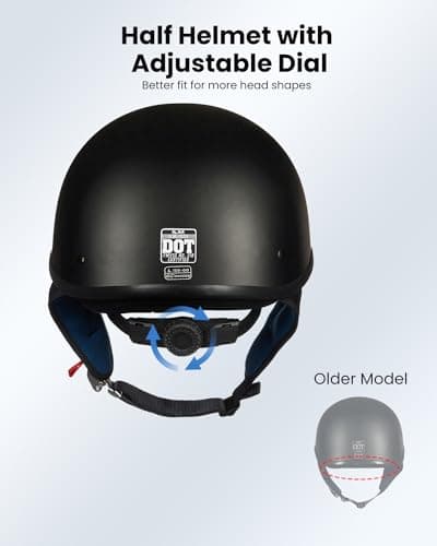 ILM Half Helmet Motorcycle Open Face Sun Visor Quick Release Buckle DOT Approved Cycling Motocross Suits Men Women Model-205V (S, Matt Black)