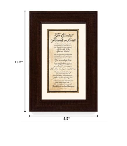 Greatest Parents Wood Wall Frame Art Plaque | 8.5 inches x 12.5 inches | Wall Hanger and Easel Back | The Greatest Parents on Earth | by James Lawrence