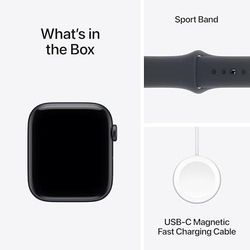 Apple Watch SE 3 [GPS 44mm] Smartwatch with Midnight Aluminum Case with Midnight Sport Band - M/L. Fitness and Sleep Trackers, Heart Rate Monitor, Always-On Display, Water Resistant