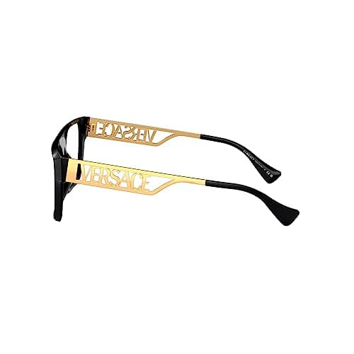 Versace VE 3326U GB1 Black/Gold Plastic Rectangle Eyeglasses 55mm