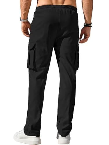 PLEPAN Men's Casual Cargo Pants Drawstring Hiking Pants Workout Tactical Joggers Sweatpants for Men