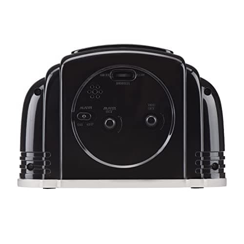 Crosley Vintage Art Deco Analog Alarm Clock, Quiet Ticking, Automatic Dimmable Smart Light, Simple Controls, (Black)