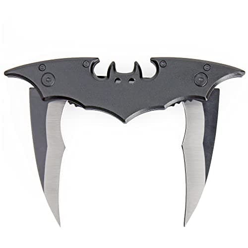 Kii Dark Twin Blade Knife - Double Edge Folding Pocket with clip, 11" Stainless Steel Two Sharp Cut (Black)