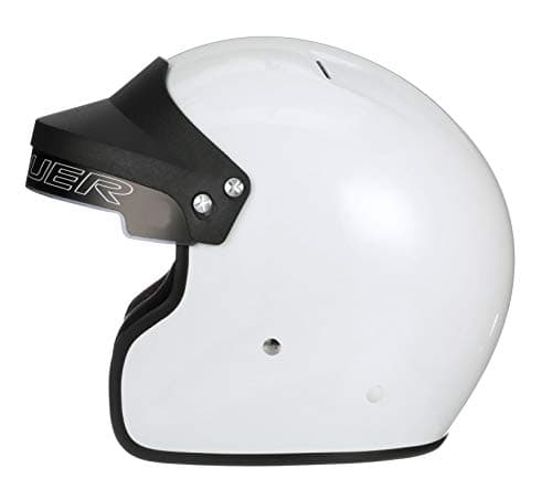 Conquer Snell SA2025 Approved Open Face Auto Racing Race Car Helmet - Adult | Men | Women | Youth - ( Black / White / Silver )