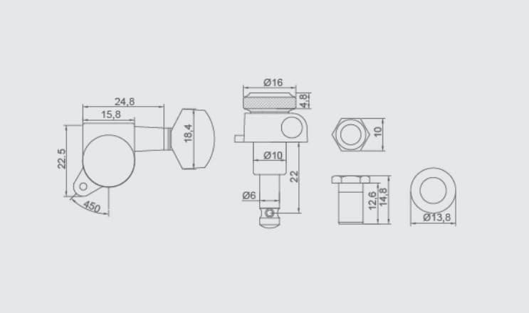 Guyker Guitar Locking Tuners (6 for Right) - 1:18 Lock String Tuning Key Pegs Machine Head with Hexagonal Handle Replacement for ST TL SG LP Style Electric, Folk or Acoustic Guitars - Chrome