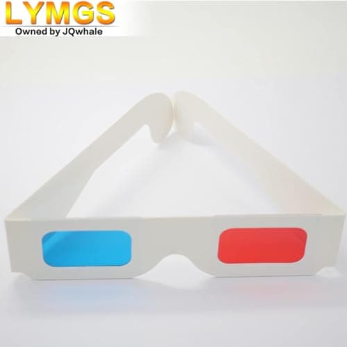 10 Pairs 3D Paper Glasses, Red and Cyan Lens in White Frame Anaglyph Cardboard for Movies - Folded in Protective Sleeve