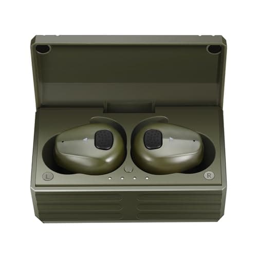 YHKEMA Electronic Shooting Earbuds - Ear Hearing Protection NRR 28dB Bluetooth 5.3 Noise Cancelling & Sound Amplification - Rechargeable Case for Hunting and Range(Green)